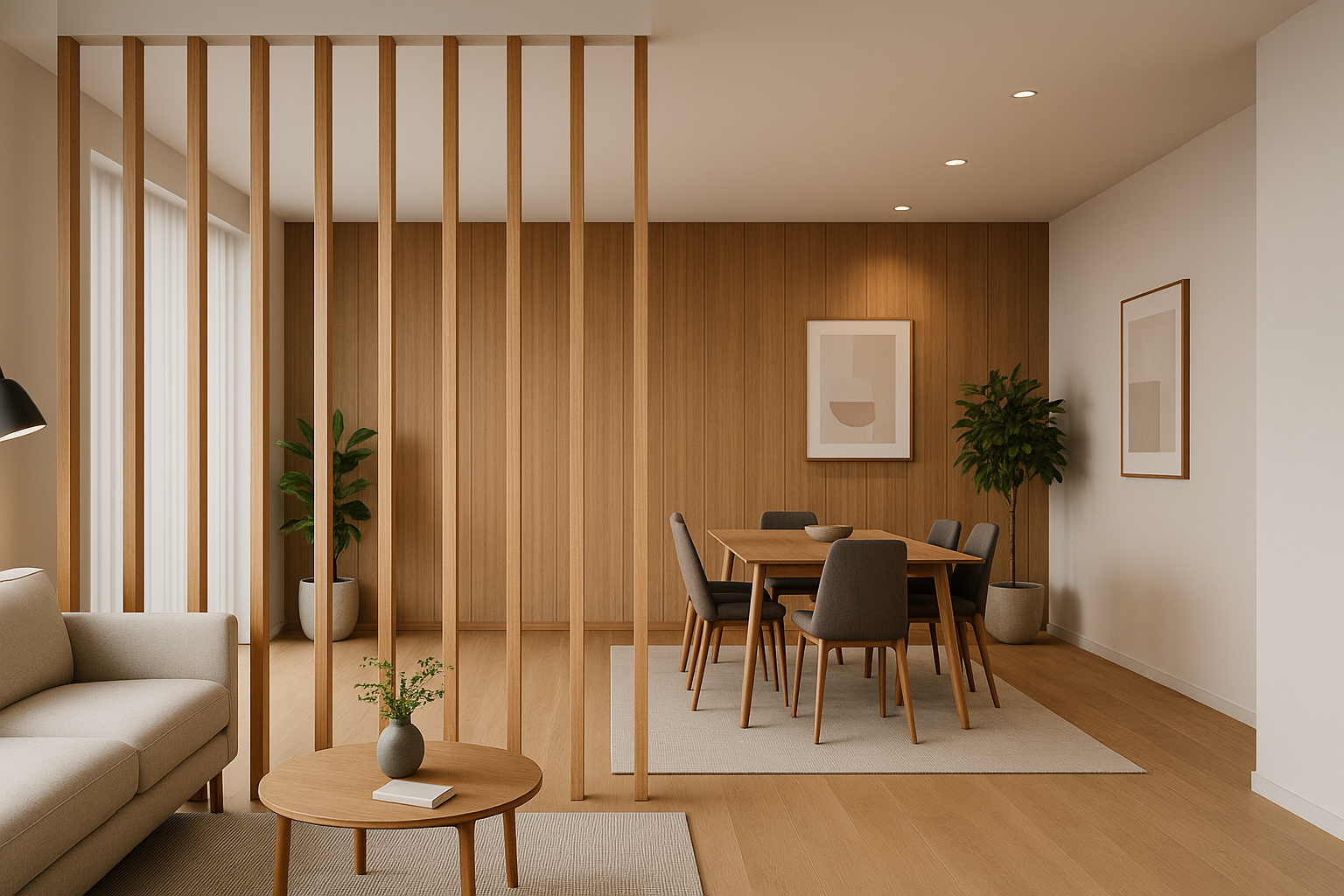Recubrimiento de madera en pared interior